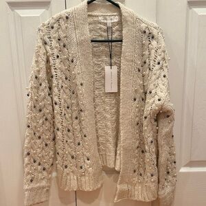 Boutique Cream Beaded Women's Sweater